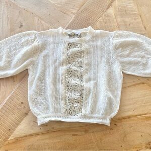 Zara Cream Crochet-Front Knit Crop Top